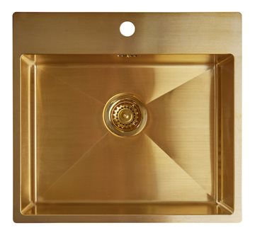 Secher Odense 500 BK2 køkkenvask 54x50 cm t/nedfældning & planlimning - Børstet messing